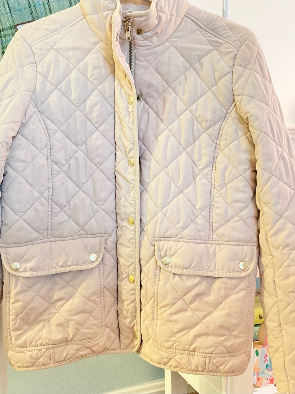 J. Crew Cream Quilted Puffer Coat